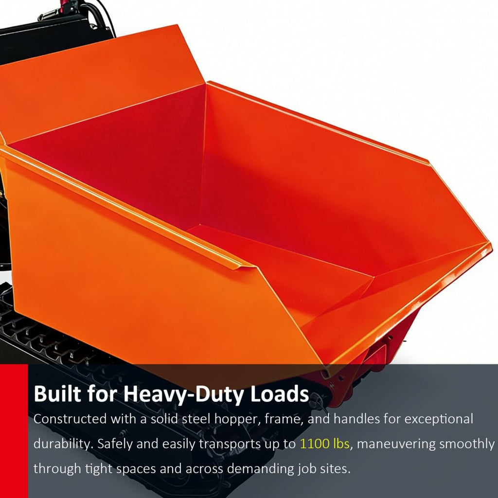 1100lbs Capacity 10HP Gas Powered Track Mini Dumper
