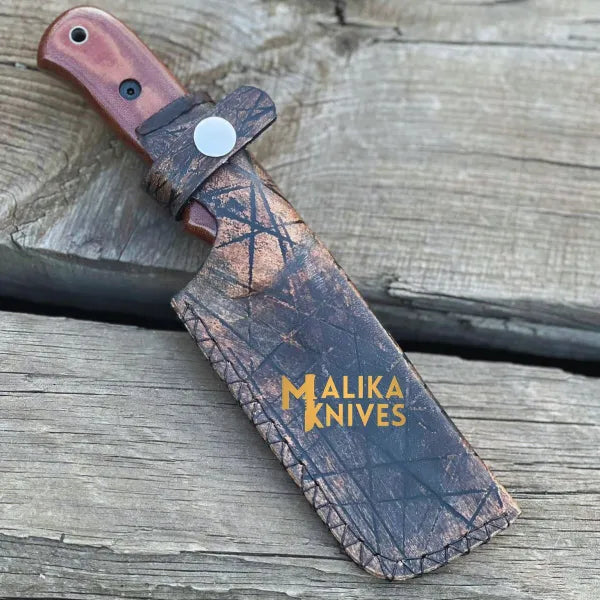Hunter Point Blue Creek Hunting Knife with Custom Leather Sheath - Artisan-Made Survival Gear - 0330