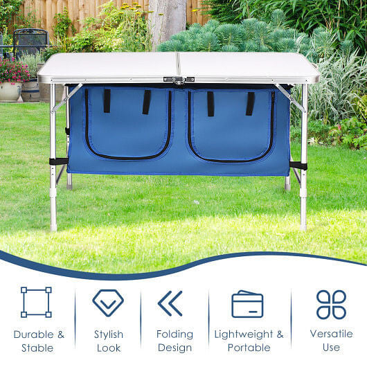 Height Adjustable Folding Camping  Table-Gray