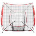 7x7 ft Baseball Softball Practice Net, Portable Baseball Training Net for Hitting Batting Catching Pitching, Backstop Baseball Equipment with Bow Frame, Carry Bag, Strike Zone, Ball, Batting Tee